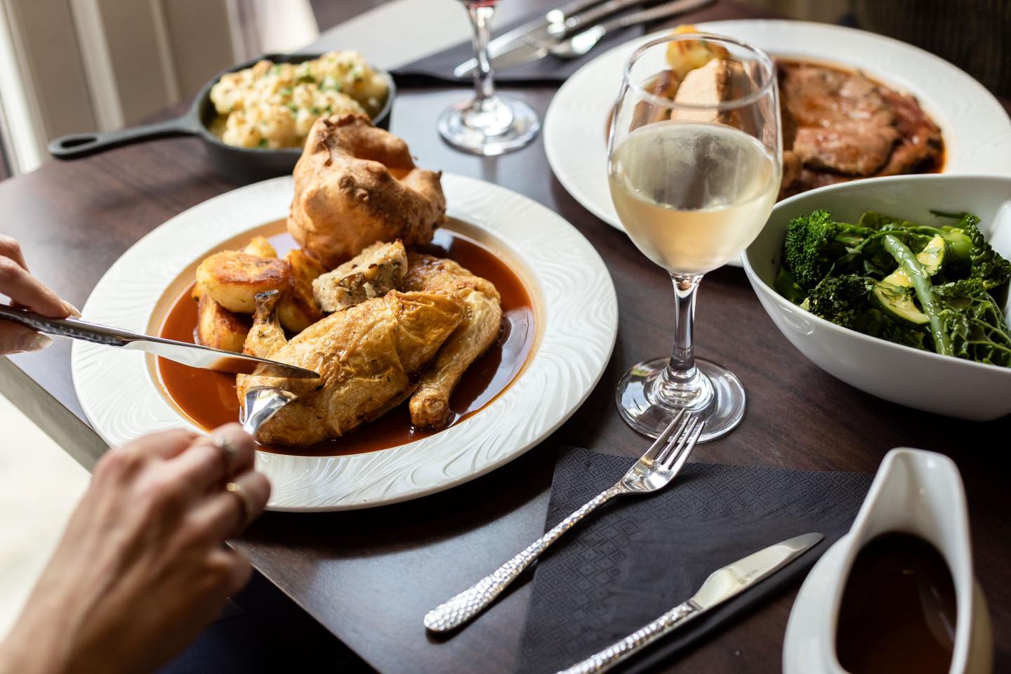 Sunday roast chicken with all the trimmings