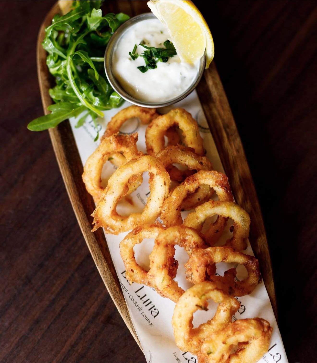 La Luna calamari with lemon and aioli